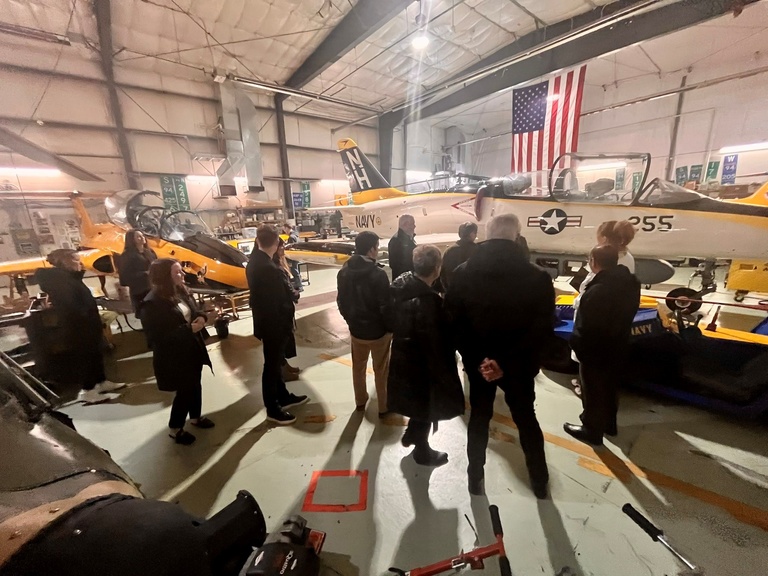 inside a hangar at the Iowa City Municipal Airport